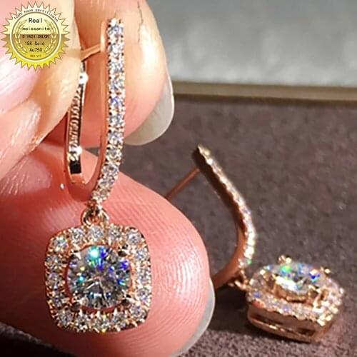 100% 18K Gold A750 gold A pair of Earrings 1Ct 2Ct 4Ct 6Ct We only sell Best color DVVS Moissanite Earrings Round cut