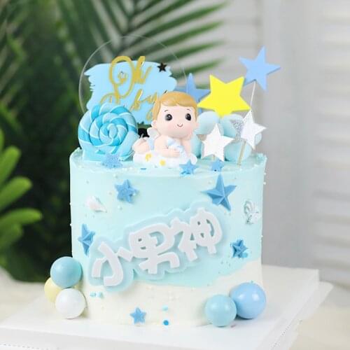 100 days Oh Baby Kid Cake Topper Happy Birthday Boy Princess Favors Lovely Doll Baby bottle Ornaments Cake Decoration Supplies