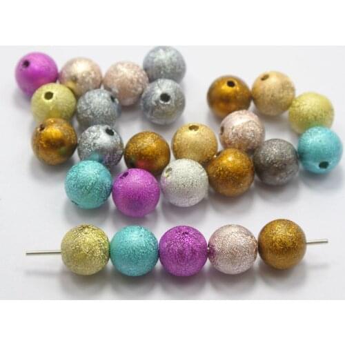 100 Mixed Color Stardust Acrylic Round Beads 10MM (3/8") Spacer Finding