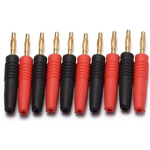 2pcs 4mm Plugs Gold Plated Musical Speaker Cable Wire Pin Banana Plug Connectors Red+Black