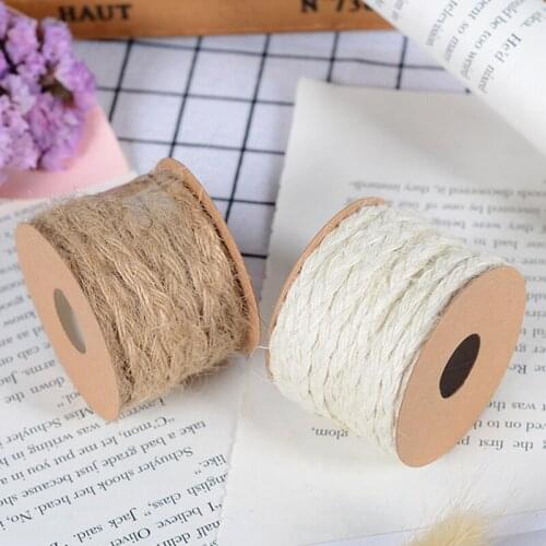 5Meters Natural Burlap Braided Jute Twine Rope Hand-woven Hemp Rope Gift Packing Strings Wedding Event Party Home Decor Supplies
