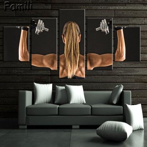 5pcs Wall Art Poster Bodybuilding Exercise Fitness Sports Painting Canvas Printing Unframed Modular Pictures Hot Cuadros Decor