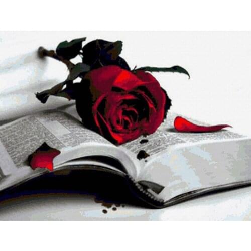 Kufwkey DIY 5D Diamond Mosaic red rose flower,diamond painting books 3d Cross Stitch Embroidery diamond,sticker,Home Decoration