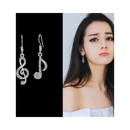 Musical note temperament female earrings asymmetric earrings student earrings shine music jewelry