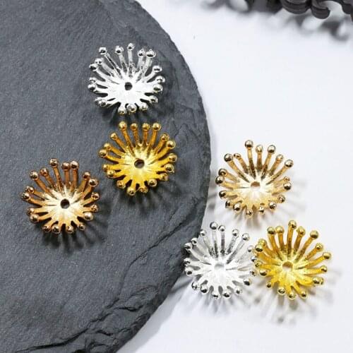 10pcs/Lot 15mm Metal Flower Shape Charm Loose Beads Caps For DIY Jewelry Making Accessories Decoration Spacer Beads