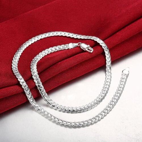Hot 925 Sterling Silver 6mm width Chain luxury Fine Necklace For Woman Men 18-24inches Fashion Wedding Engagement party Jewelry