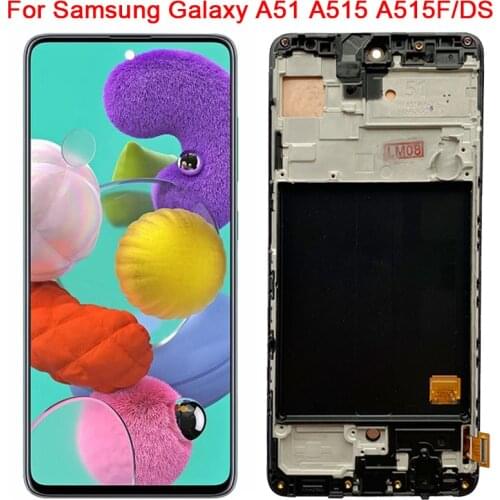 Super Amoled A515FD Display For Samsung Galaxy A51 A515F A515FD/S LCD With Frame Touch Screen Digitizer Panel Repair Parts