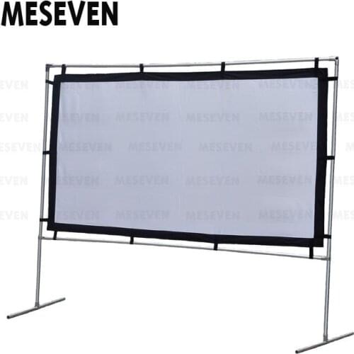 MESEVEN 72-150 Inches 16:9 Portable Projection Screen with Frame Tripod Free Carry Bag Mate White Screen