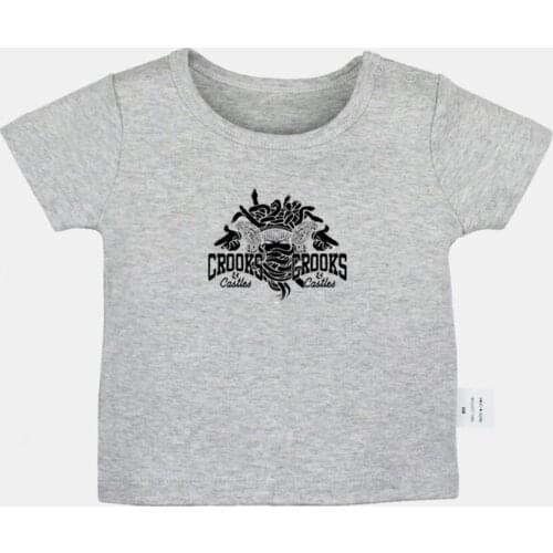 Punk Crooks and Castles Graffiti Art Design Newborn Baby T-shirts Toddler Graphic Solid Color Short Sleeve Tee Tops