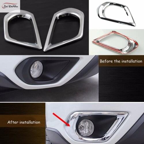 JanDeNing 2PCS ForSubaru Forester 2013-2015 Chrome plated ABS Front/Rear Fog Lights Lamp Cover Frame Trim Emblems