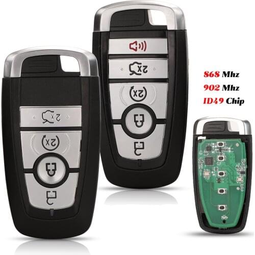 Jingyuqin 4/5 Buttons M3N-A2C31243300 902/868Mhz ID49 Remote Smart Prox key For Ford Fusion Explorer Edge Mustang 2017 2018