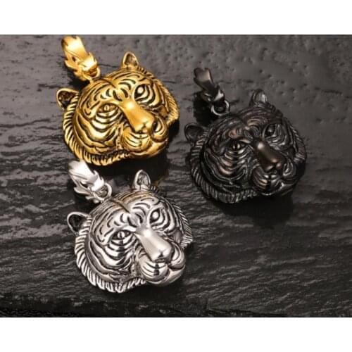 Classic Mens Necklace Fashion Domineering Tiger Head Stainless Steel Pendant Jewelry Gift