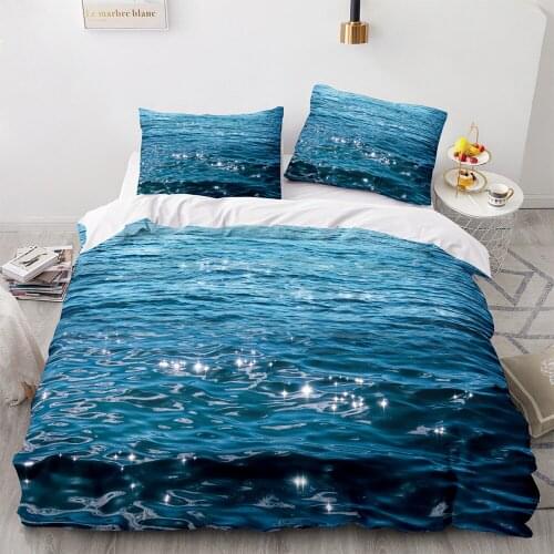 3Pcs Bedding Sets 3D Digital Printing Custom Quilt Duvet Cover Set Landscape Sea Surface Beach Home Queen King Quilt Pillowcase