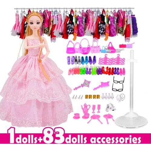 Doll With 83 Accessories DIY Dressup Toys For Girls Fashionista Ultimate Fashion Princess Dolls Set