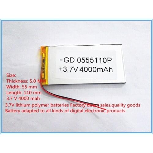 Best battery brand Free shipping 3.7 V lithium polymer battery 4000 mah large-capacity PDA tablet PC MID 5055110