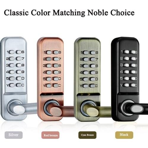 LSTABAN Long Handle Keyless Mechanical Double-sided Password Lock Home Office Waterproof And Tamper-proof Security Door Lock Set