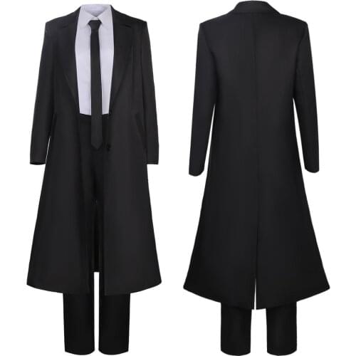 Makima Cosplay Costume anime Chainsaw Man Unisex Black White Business Suit with Trench Tie Uniform Set Fancy Ball Cos Outfits