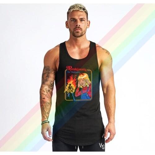 Flame Movement Oil Painting Art Beginner Comfortable Bodybuilding Tank Tops For Men Summer Gym Clothing Customized Vest Shirts