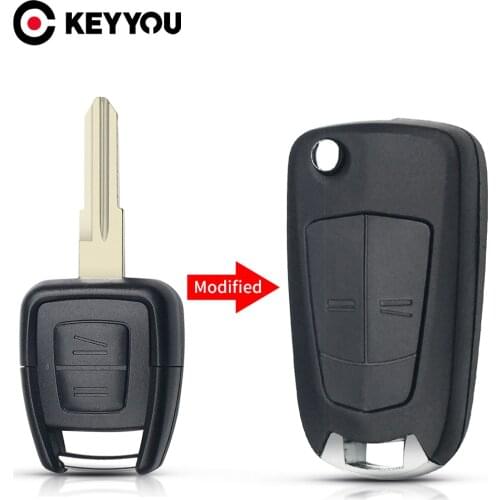 KEYYOU For Vauxhall Opel Astra Zafira Vectra Omega Car Flip Remote Key Shell Modified 2 Buttons Replacement HU46 Blade Key Case
