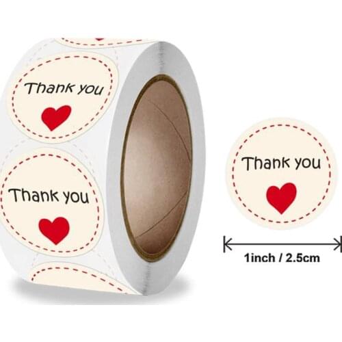 Dotted Love Heart Thank You Stickers Labels Decoration Sealing Colorful Paper Scrapbook Stationery Supplies 100PCS