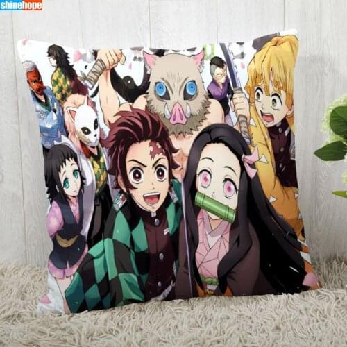 Pillowcase Demon Slayer Kimetsu no Yaiba Printed Pillow Cover Anime Grils Decorative Pillowcase Customize Gift 45x45cm A2020.728