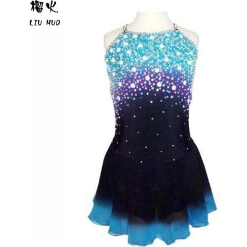 LIUHUO Kids Teens Roller Figure Skating Dress Womens Girls' Ice Performance Sleeveless Professional Competition Leotard Dance