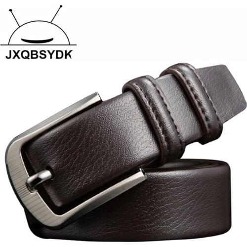 JXQBSYDK Luxury Brand Belts for Men Pin Buckle High Quality Genuine Leather Belts for Male Retro Waist Belts 2020