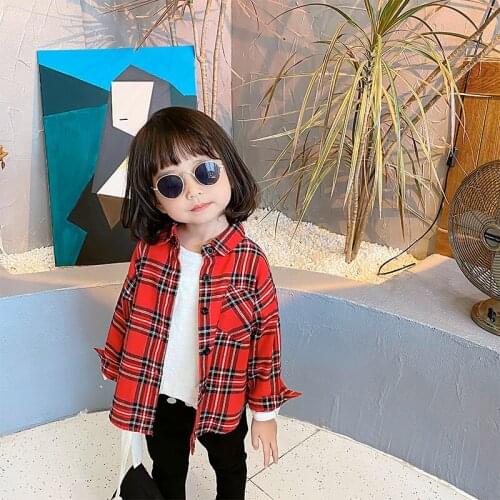 Red Plaid Children Clothes Spring Summer Girls Blouses Shirts Kids Teenagers Costume Ruffle Princess Birthday Party High Quality
