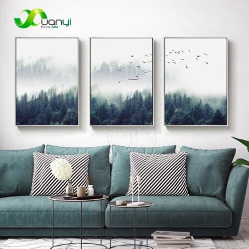 Nordic Decoration Forest Landscape Wall Art Canvas Poster And Print Canva Painting Decorative Picture For Living Room Home Decor