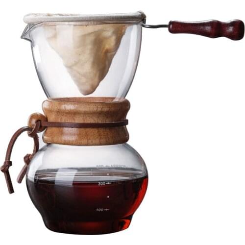 Ecocoffee Heat Resistant Manual Coffee Pot Practical Coffee Maker Paperless Reusable Stainless Steel Filter Glass Coffee Pots