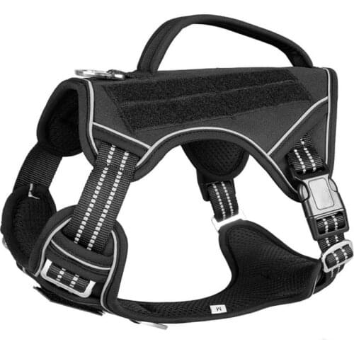 Oxford Cloth Comfortable Adjustable Dog Harness Large Dog Walking Vest With Handle Black Pet Harnesses for Army Dog