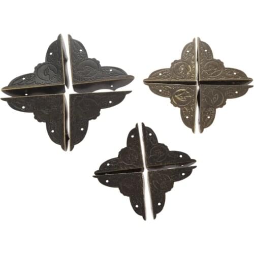 4pcs Furniture Corner Protector Corner Bracket Jewelry Case Wood Box Feet Leg Decorative Hardware