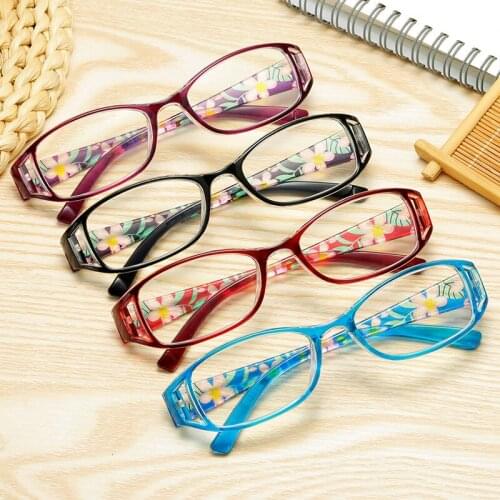 Unisex Flower Printed Anti-blue Light Reading Glasses Prebyopia Hyperopia Eyeglasses Eye Glasses Vintage Eyewear for Women Men