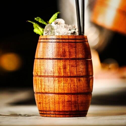 Vintage Whiskey Cup Beer Mug Bar Drinkware Natural Wooden Cup Creative Cocktail Glass Wine Goblet Japanese Style Teacups