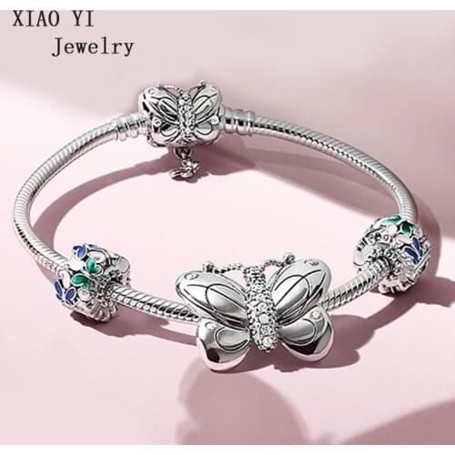 XIAOYI jewelry 100% S925 11 charm garden series butterfly around profusion flowers personality fashion jewelry bracelet