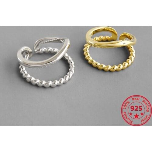 Korean Version Of 925 Sterling Silver Ring INS Simple Style Double-layer Button Opening Design Personality Wild Female Jewelry