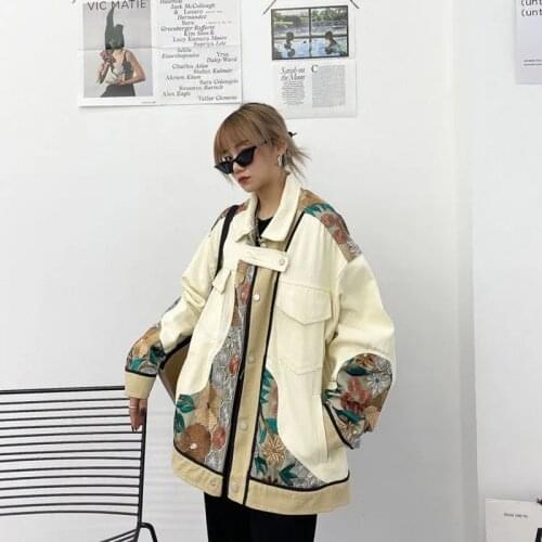Vintage High Quality Net Yarn Flower Embroidery Patchwork Tooling Coat Korean Lapel Single-breasted Women Autumn 2021 Streetwear