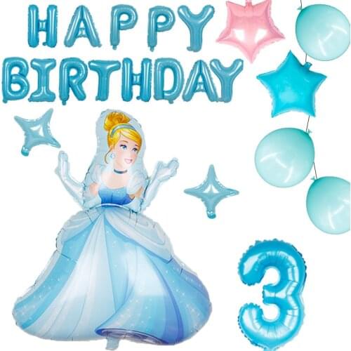1set 16 Inch Candy Blue Number Aluminum Foil Balloon Happy Birthday Letter Cinderella Helium Globos Party Decoration Baby Shower