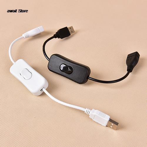 1pc 28cm USB Cable With Switch Male To Female Switch ON OFF Cable Toggle LED Light Power Cord
