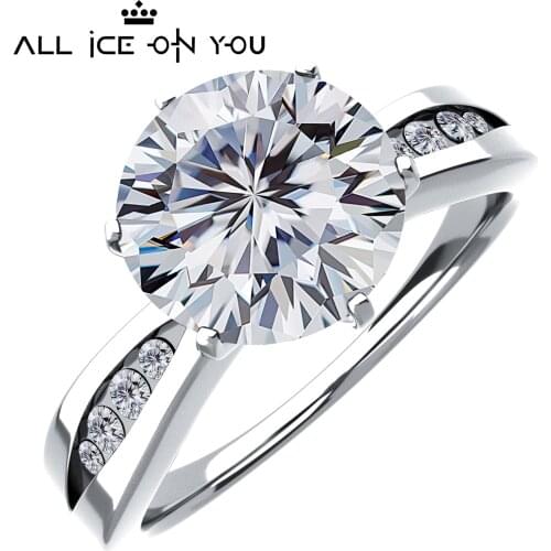 2021 Real Gold Plated Luxury 925 Sterling Silver 1CT D Color Moissanite VVS1 Jewelry Wedding Diamond Stud 6 Claw Ring Women Gift