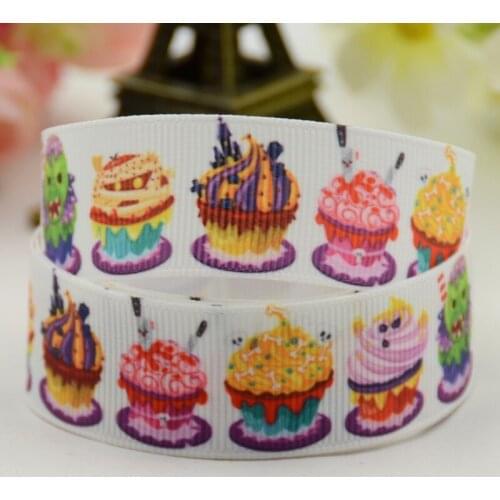 22mm 25mm 38mm 75mm Ruban satin Halloween Cupcake Cartoon Character printed Grosgrain Ribbon party decoration 10 Yards X-01068