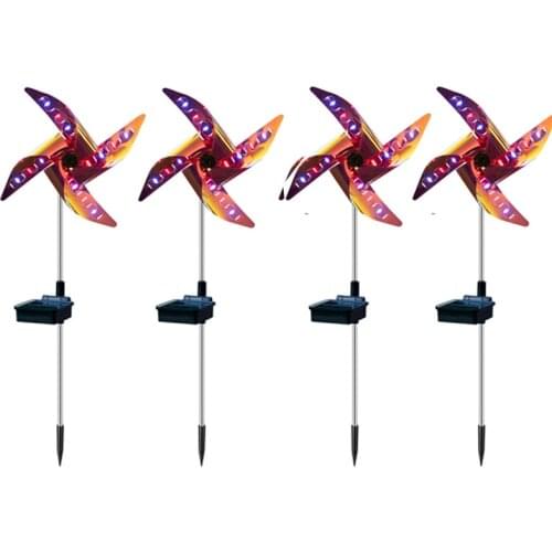4pcs Solar Power Windmill Lamp 32 LED Garden Lawn Waterproof Lights Colorful Windmill Solar Lamp Lawn Street Yard Decoration