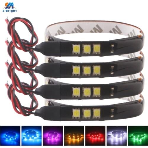4X 30CM 12in LED Flexible Strip Light 15 SMD Car Motorcycle Atmosphere Decorative Lights for Underbody Under Dash Accent Lamp