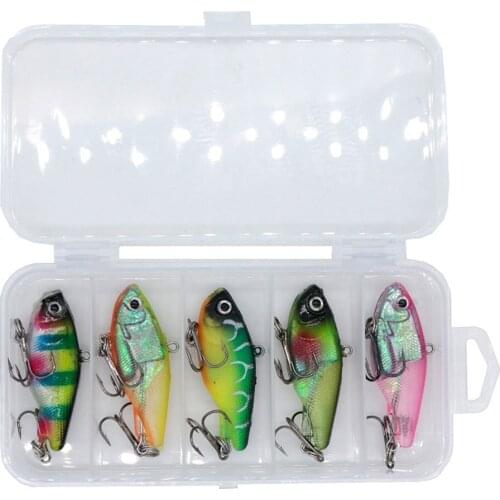 5PCS Fishing Lures Soft lure Bait Blade Lure VIB Lure 4.8cm13g Topwater Lure with Treble Hook Crankbait