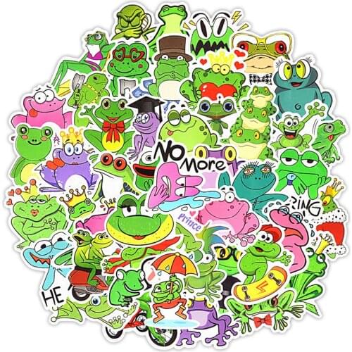 50 PCS Cute Frog Animal Stickers for Kids Bedroom Kitchen Wall Decorations Living Room Cartoon Laptop Phone Wall Decals Colorful