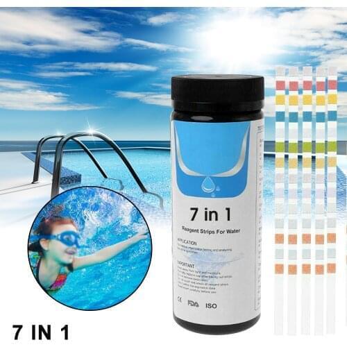 50pcs Water Stripes 7 in 1 PH/ Total alkalinity/ Hardness/ Nitrate/ Nitrite/ Bromine/ Total chlorine Reagent Stripes Tester 3