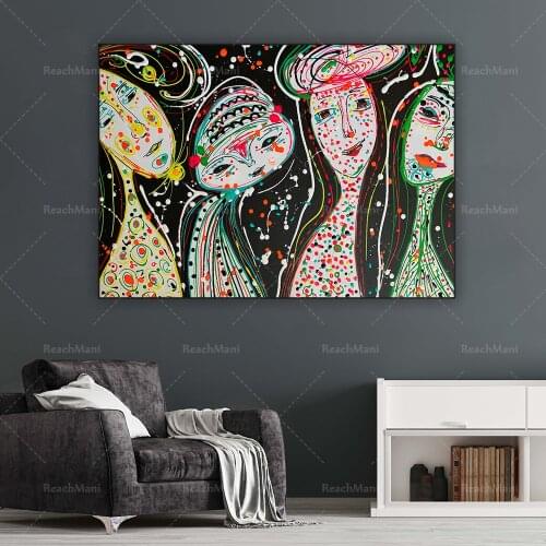Abstract girl on canvas, print wall art painting girl, home decoration canvas poster