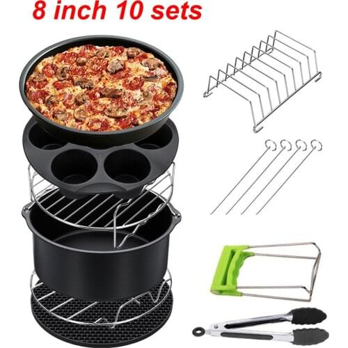 High Quality Air Fryer Accessories 8 Inch for Gowise Phillips Cozyna and Secura, Set of 10, Fit all Airfryer 5.3QT to 5.8QT