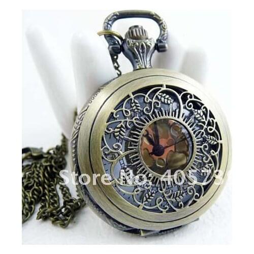 Free Shipping Sweater Chain quartz Watch Antique Chain Jewelcy Pocket Watch Necklace 6pcs/lot Hot Sale
