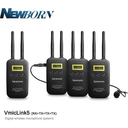 Saramonic 5.8GHz Wireless Lavalier Microphone System VmicLink5 3 Transmitters & 1 Receiver for Canon EOS Nikon DSLR Camera